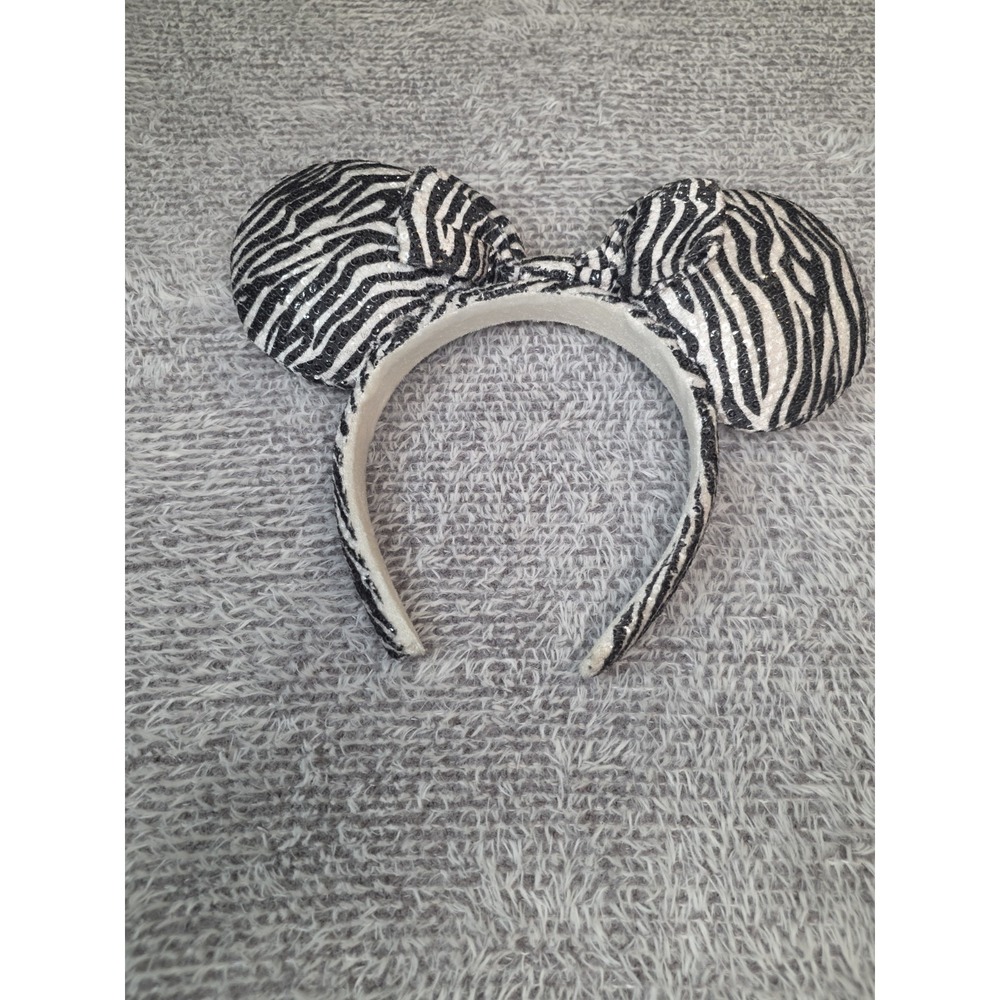Disney Park Mickey Mouse Minnie Mouse Sequin Zebra Headband Ears